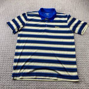 Wilson Golf Shirt Men Extra Large XL Blue Black Gray Green Striped Polo Outdoor